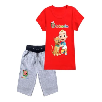 Cocomelon Set Red Tshirt and Grey Short