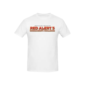 Command & Conquer Red Alert 3 Commander's Challenge Game Logo Printed Cotton Short Sleeve Tshirt White