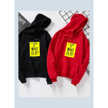 Couple Fleece Loose Thickened Long Sleeve Pocket Sweatshirts Hoodie red