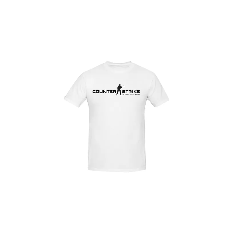 Counter Strike Global Offensive Game Logo Printed Cotton Short Sleeve Tshirt White