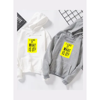 Couple Fleece Loose Thickened Long Sleeve Pocket Sweatshirts Hoodie white