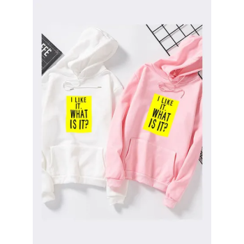 Couple Fleece Loose Thickened Long Sleeve Pocket Sweatshirts Hoodie white