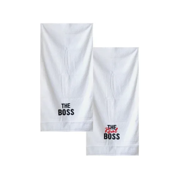 Couple Gift Set The Boss and The Real Boss Embroidery Bath Towel Highly Absorbent Towels for Bathroom, Shower and Home
