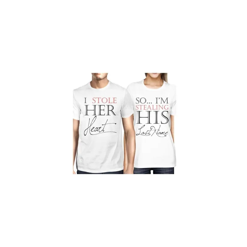 Couple Printed Round Neck Tshirt White