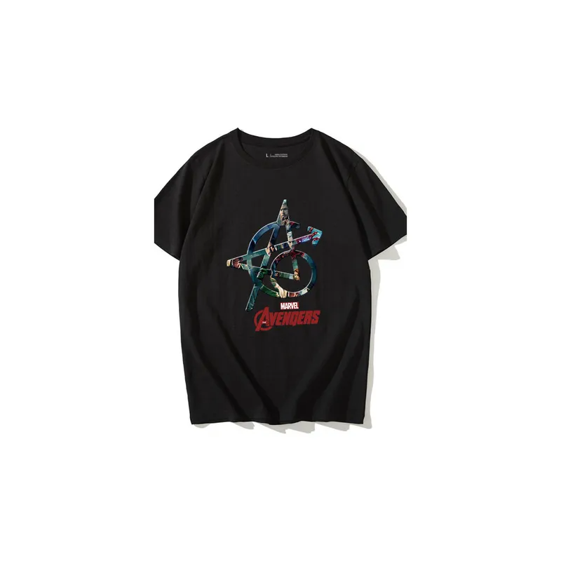 Couples Summer Casual Marvel Printing Round Neck Loose Tshirt Multicolour