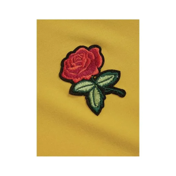 Embroidery Patch Rose Design Yellow Hoodie For Unisex Adult