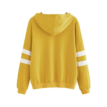 Embroidery Patch Rose Design Yellow Hoodie For Unisex Adult