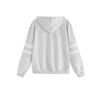 Embroidery Patch Rose Design Grey Hoodie For Unisex Adult