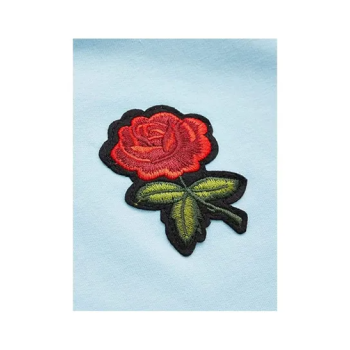 Embroidery Patch Rose Pink Design Hoodie For Unisex Adult