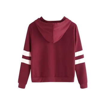 Embroidery Patch Rose Design Maroon Hoodie For Unisex Adult