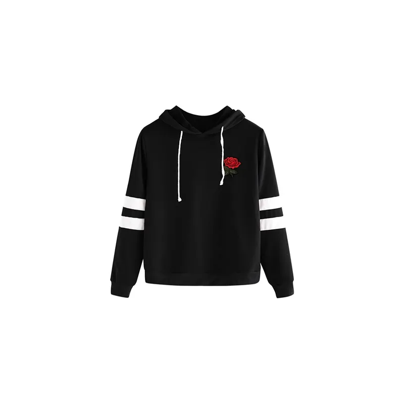 Embroidery Patch Rose Design Hoodie For Unisex Adult