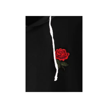Embroidery Patch Rose Design Hoodie For Unisex Adult
