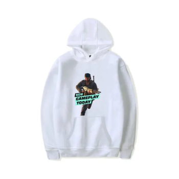 Fashion Game Figure Printing Hooded Sweatshirt Gray
