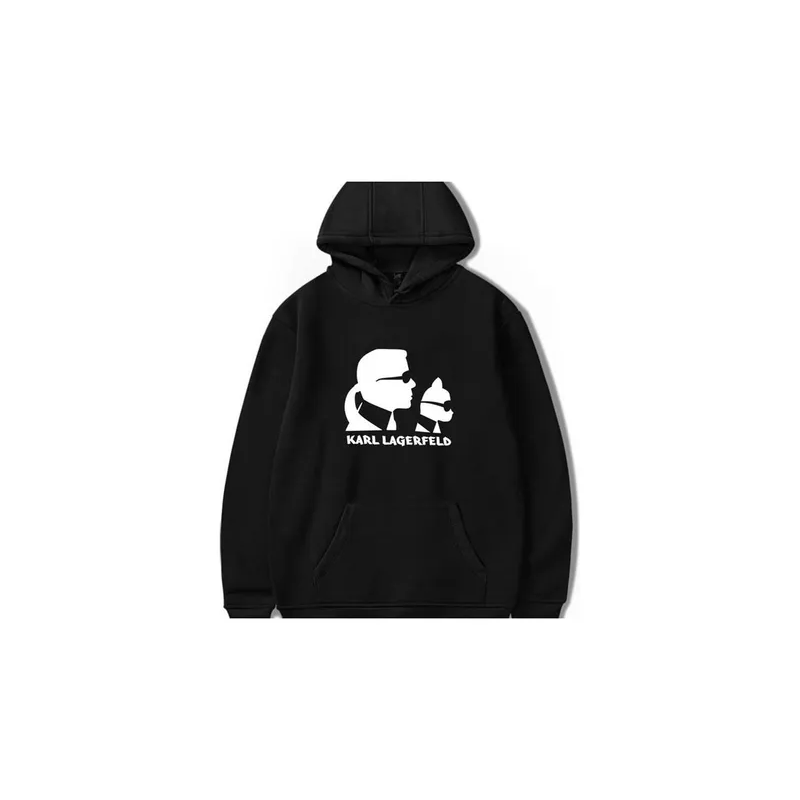 Fashion Printing Long Sleeve Hooded Sweatshirt Black