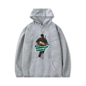 Fashion Game Figure Printing Hooded Sweatshirt Navy Blue Medium