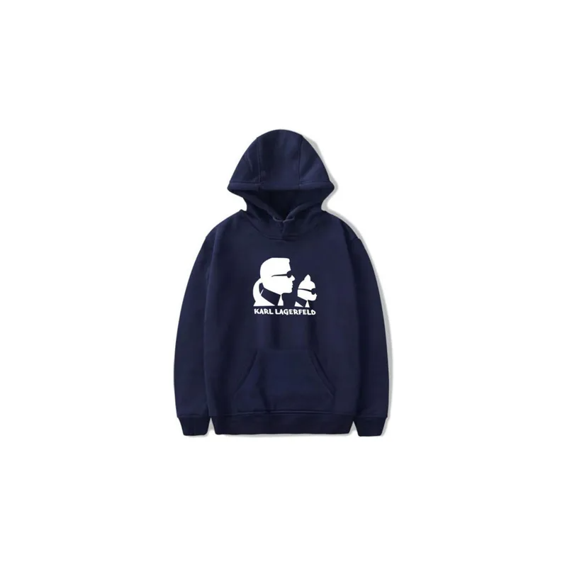 Fashion Printing Long Sleeve Hooded Sweatshirt Navy