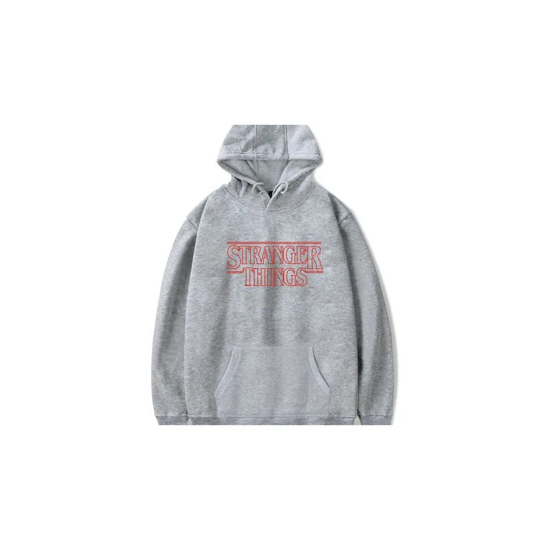 Fashion Stranger Things Printing Thickening Casual Pullover Hoodie Tops Gray N42373371V
