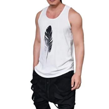 Feather Printed Vest, White
