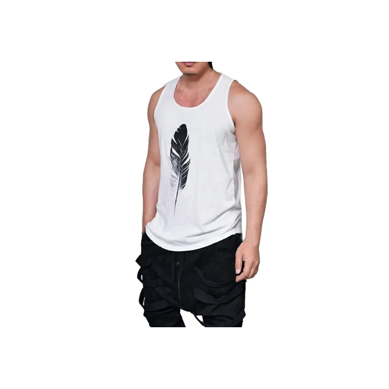 Feather Printed Vest, White