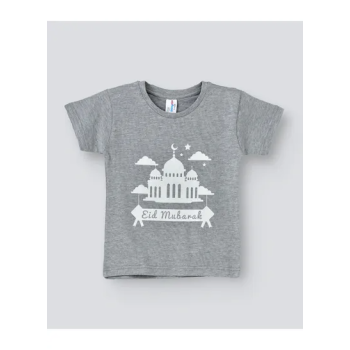 babyqlo Festive Print Crew Neck T-Shirt Grey