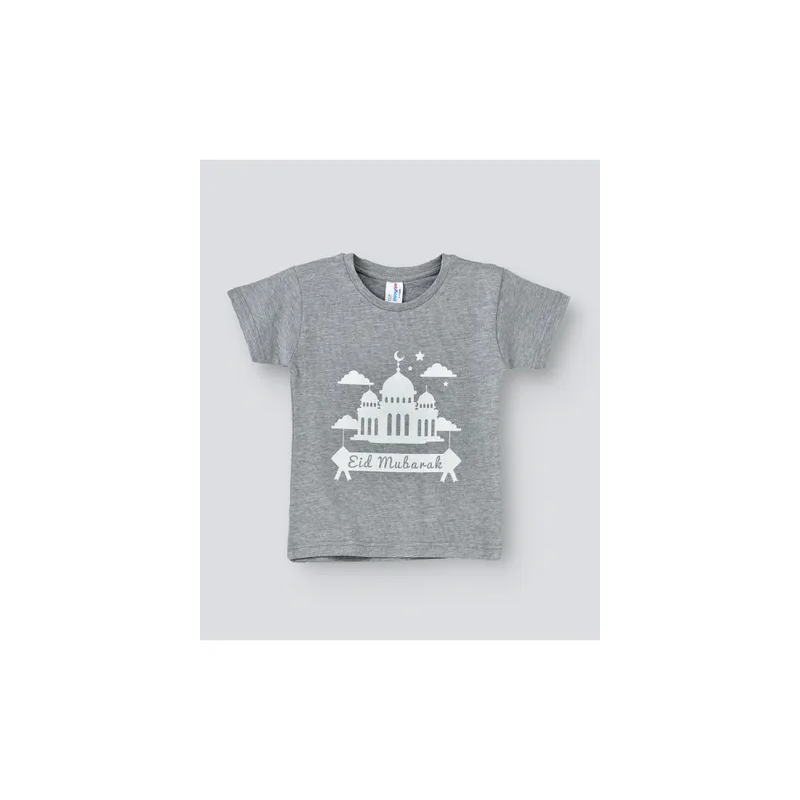 babyqlo Festive Print Crew Neck T-Shirt Grey