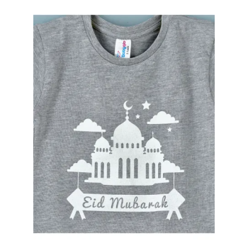 babyqlo Festive Print Crew Neck T-Shirt Grey