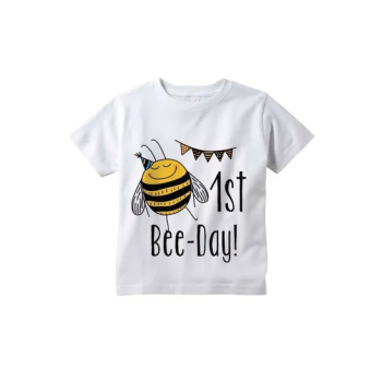 First Bee Day Printed Toddler First Birthday T-Shirt
