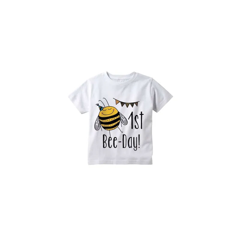 First Bee Day Printed Toddler First Birthday T-Shirt