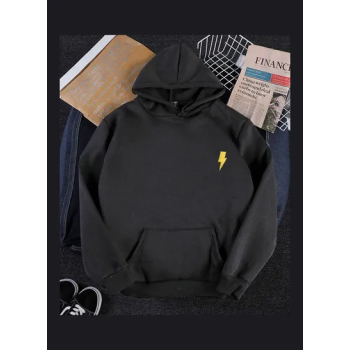 Flash Printed Hoodie Sweatshirt Black