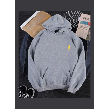 Flash Printed Hoodie Sweatshirt Gray