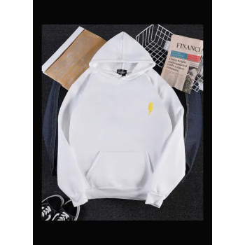 Flash Printed Hoodie Sweatshirt White