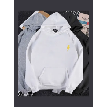 Flash Printed Hoodie Sweatshirt White
