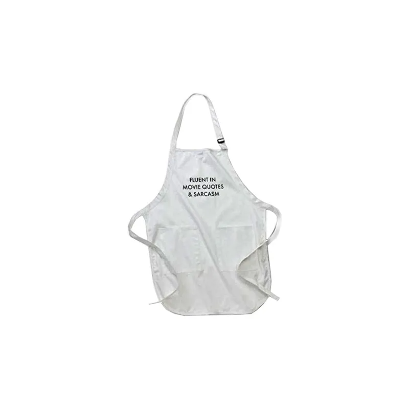 Fluent In Movie Quotes And Sarcasm Printed Apron With Pockets 22 X 24Inch White