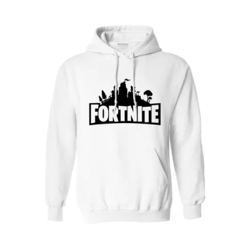 Fortnight Printed Cotton Hoodie White/Black