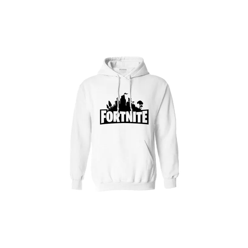 Fortnight Printed Cotton Hoodie White/Black
