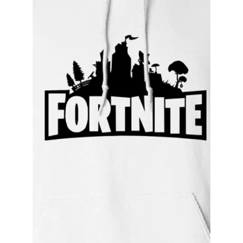 Fortnight Printed Cotton Hoodie White/Black