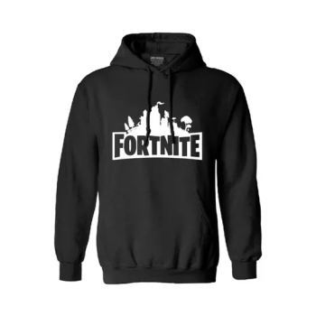 Fortnight Printed Cotton Hoodie Black/White