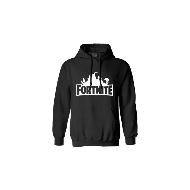 Fortnight Printed Cotton Hoodie Black/White