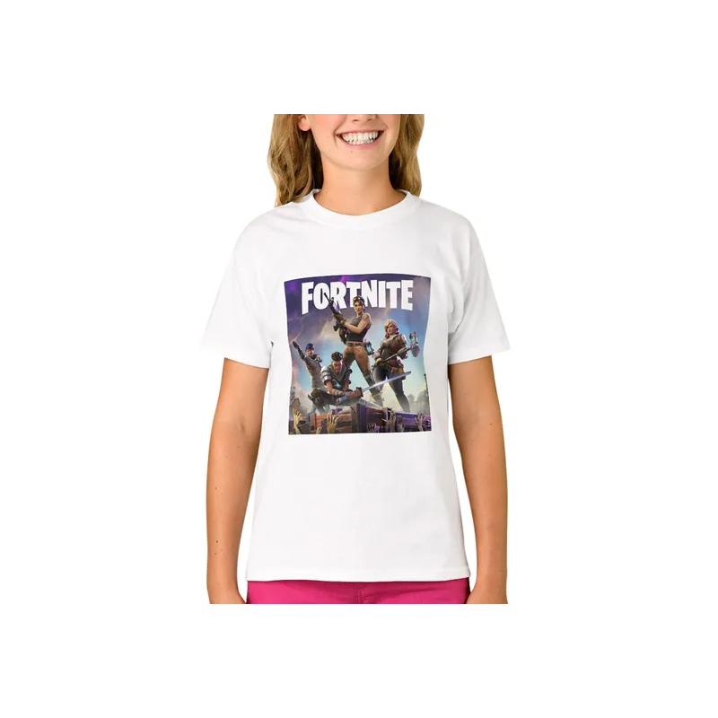 1St Piece Fortnite Game 2 Print Short Sleeve T-Shirt White