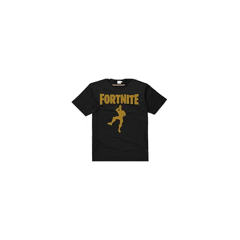 Fortnite Graphic Printed Round Neck Short Sleeve Black T-Shirt