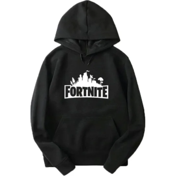 Fortnite Logo Printed Hoodie, Black
