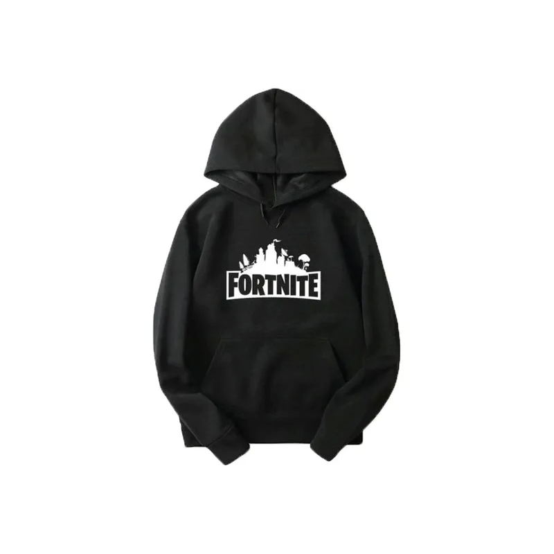 Fortnite Logo Printed Hoodie, Black