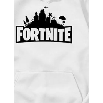 Fortnite Logo Printed Hoodie, White/Black