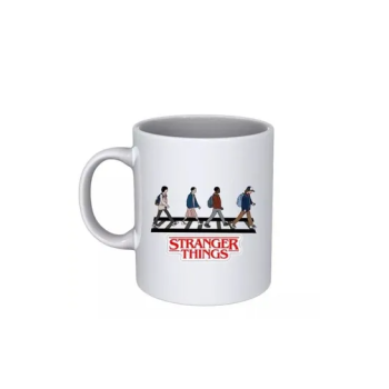 Funny Stranger Things Friends On Ladder Printed Ceramic Mug