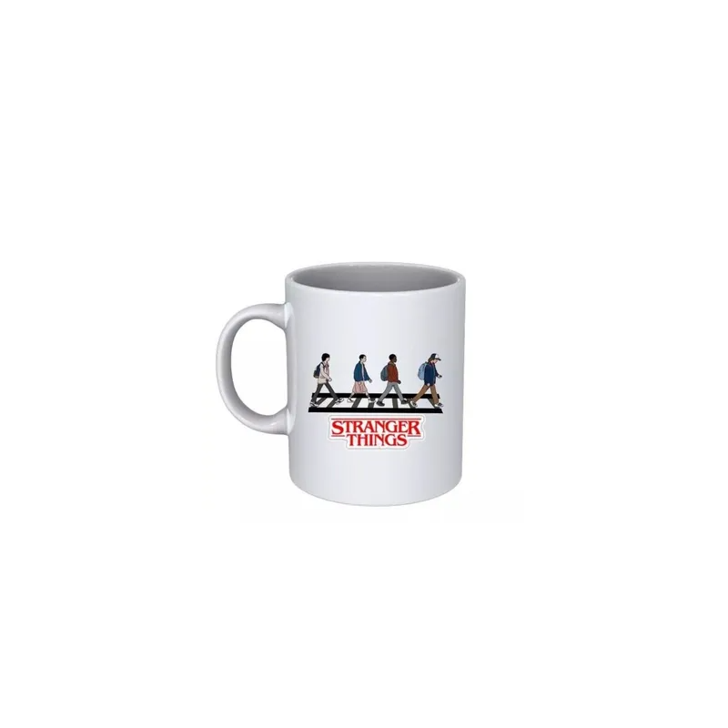 Funny Stranger Things Friends On Ladder Printed Ceramic Mug