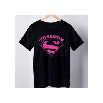 Funny Supermom Printed T-Shirt For Women Adult, Black