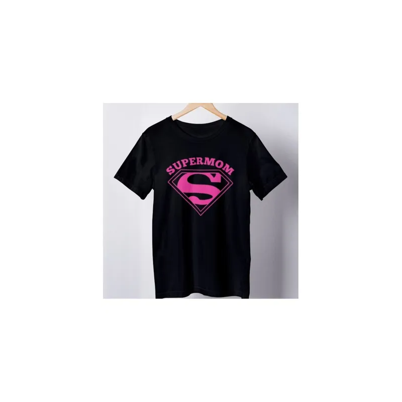 Funny Supermom Printed T-Shirt For Women Adult, Black