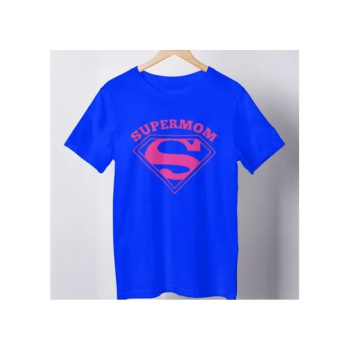 Funny Supermom Printed T-Shirt For Women Adult Blue