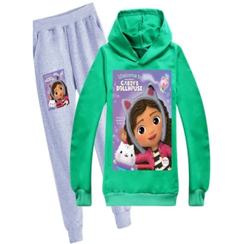 Gabby'S Dollhouse Printed Hoodie And Pants, Grey/Green