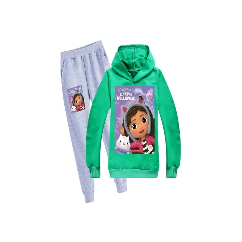 Gabby'S Dollhouse Printed Hoodie And Pants, Grey/Green